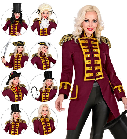 Veste parade femme, noir, Bordeaux, rouge ou marine (du S au XXL)