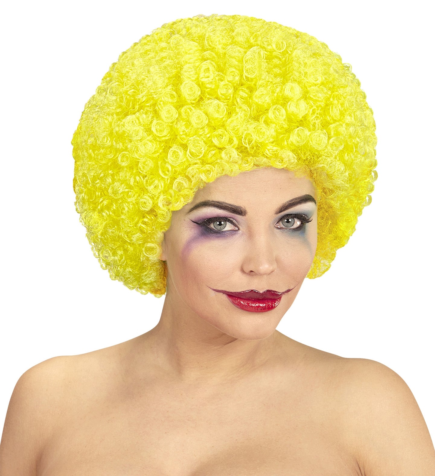 Perruque Clown, couleur au choix (jaune, rouge, vert, rose, violet et bleu)