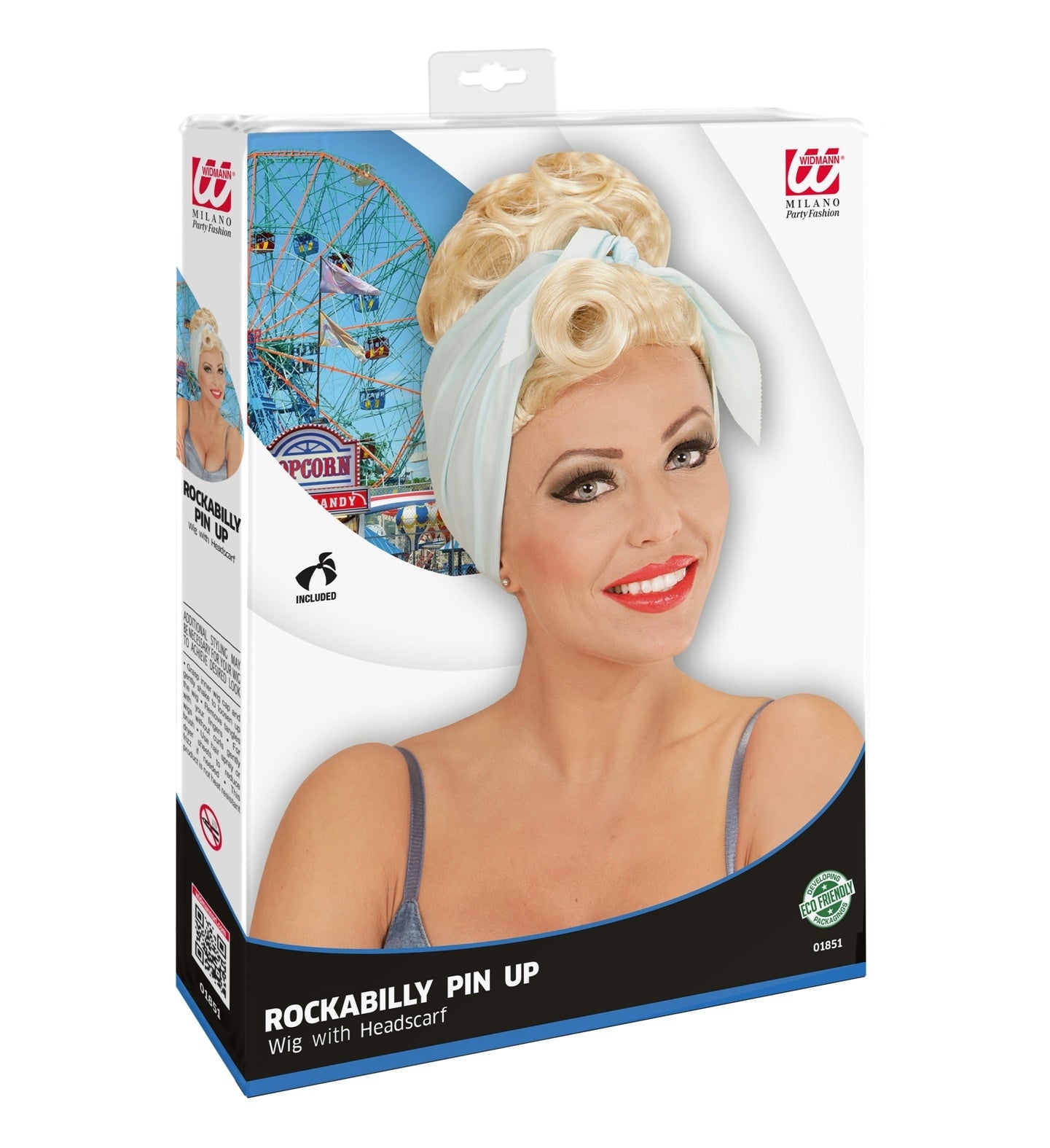 Perruque blonde Rockabilly, Pin Up avec foulard