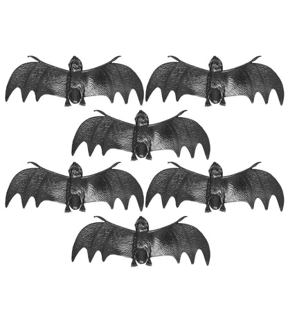 Lot de 6 chauve-souris noires- 12 cm pour halloween