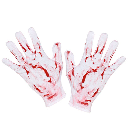 Gants blancs adulte tachés de sang pour Halloween