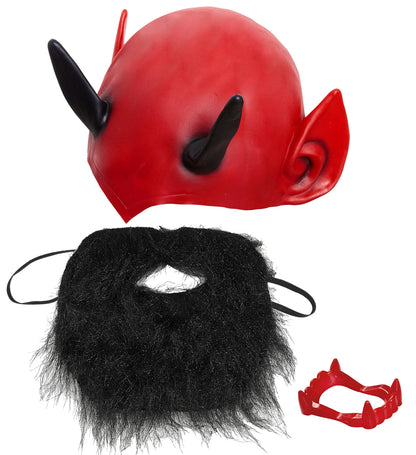 Set Diable avec coiffe, barbe et dentier
