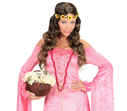 Perruque brune femme - Médiéval/Hippie