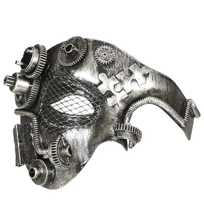 Demi-Masque Steampunk avec engrenage -Argent ou Doré