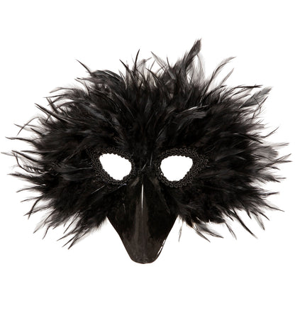 Masque corbeau avec plumes