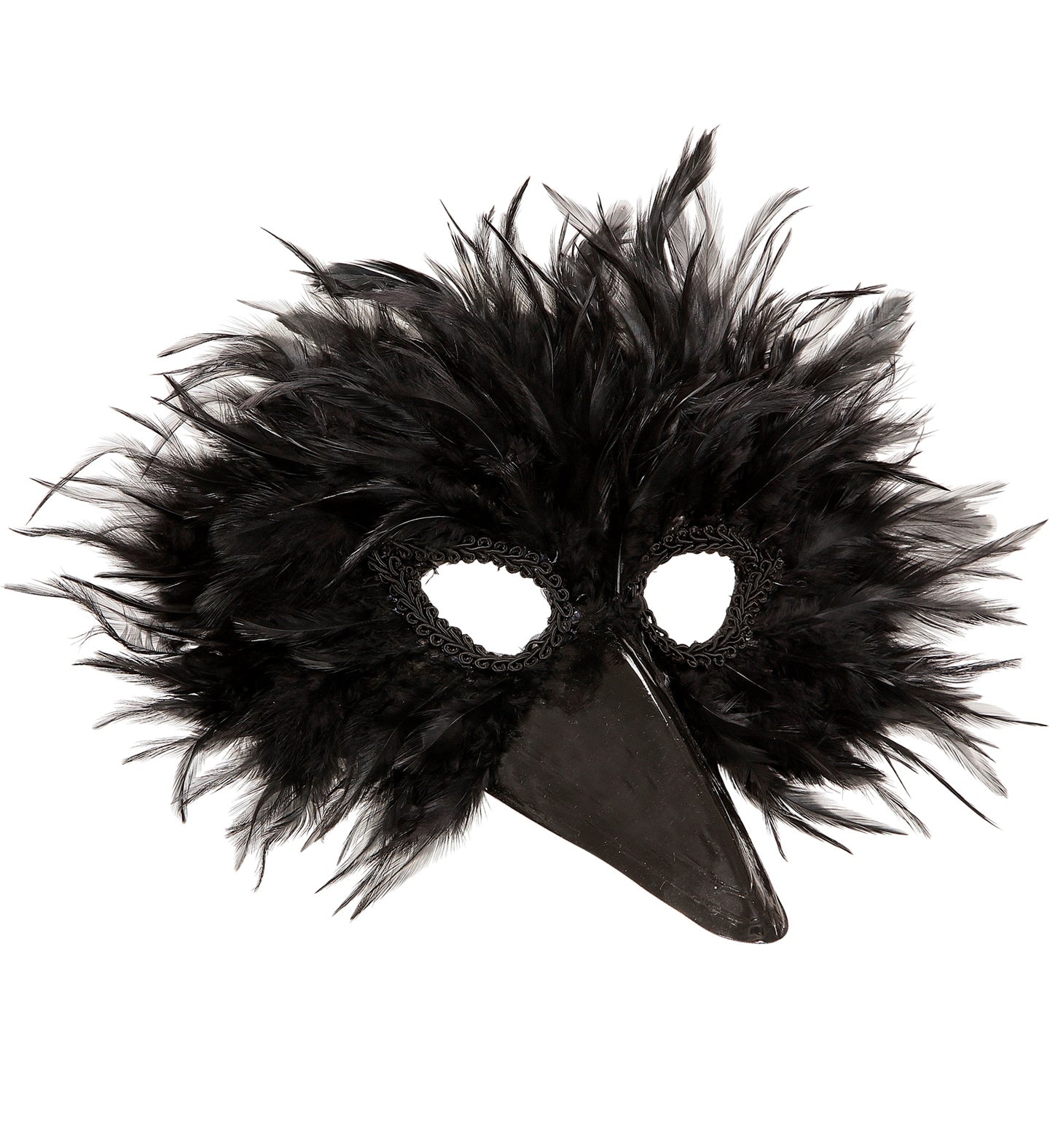 Masque corbeau avec plumes