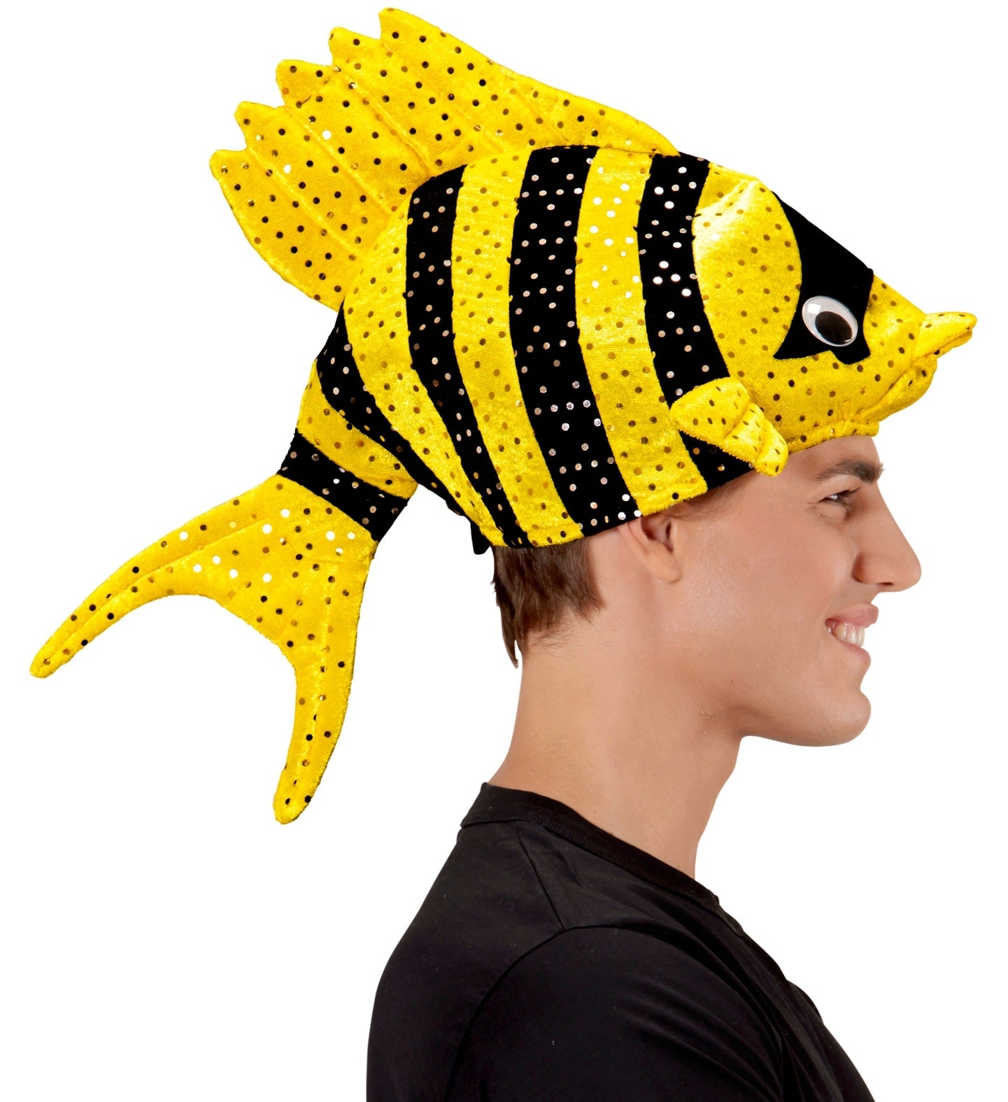 Chapeau poisson tropical jaune et noir - Adulte