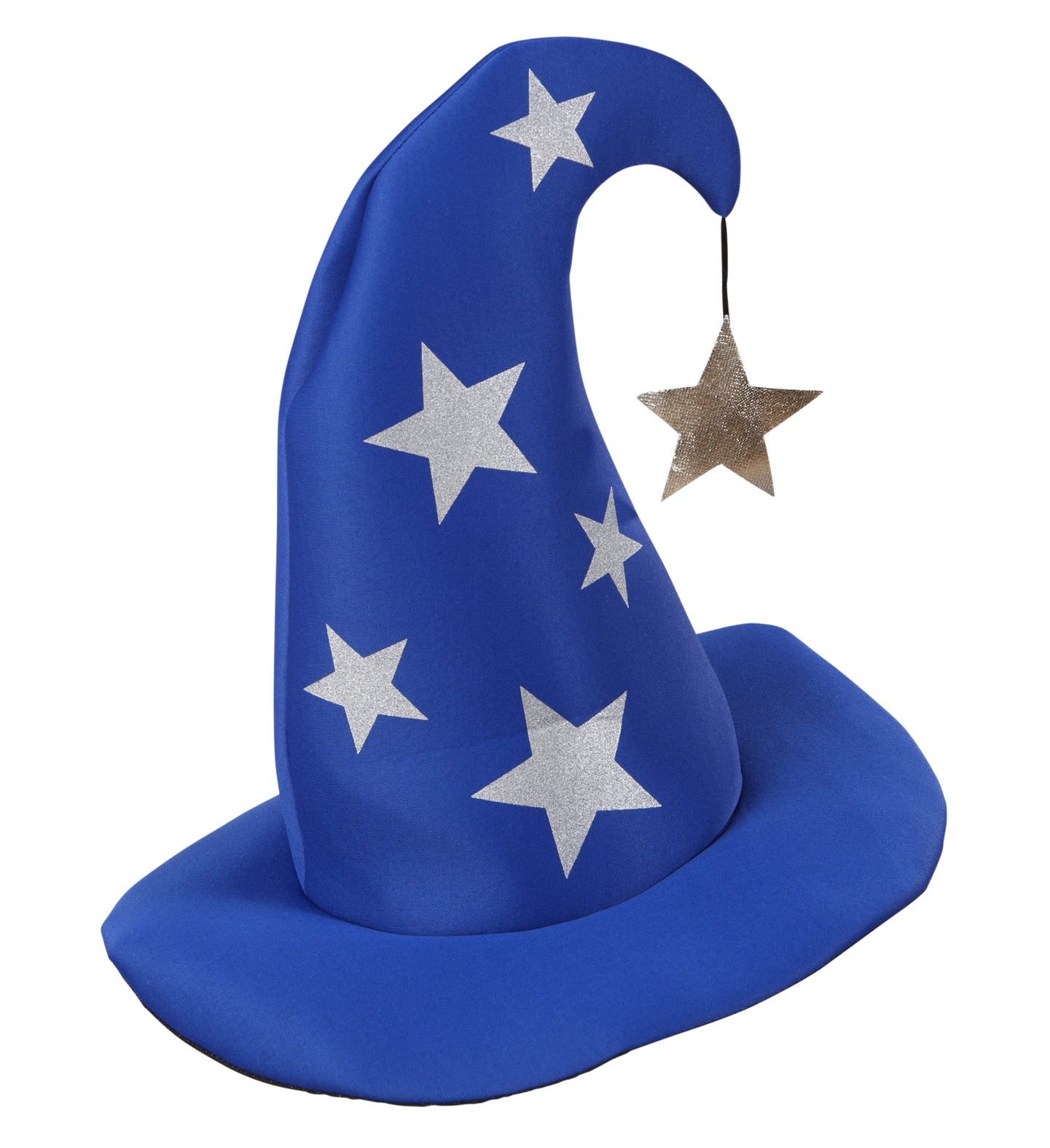 Chapeau magicien adulte, bleu avec des étoiles argents