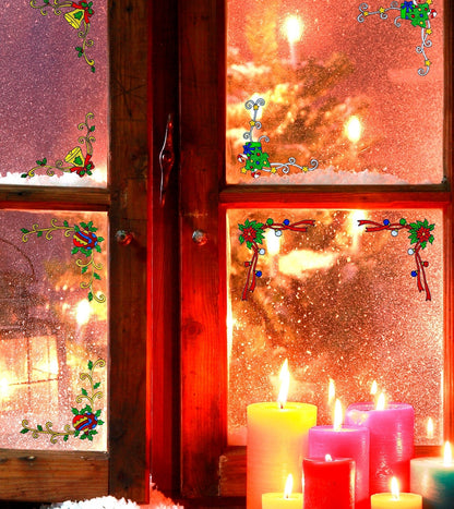 Lot de 2 Autocollants décoration de Noël pour fenêtre, 4 styles ass. - 12 cm