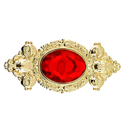 Broche baroque dorée avec pierre rouge