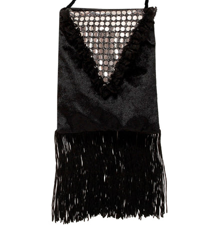 Sac rétro années 20 noir avec franges et paillettes
