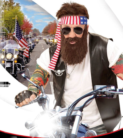 Set Biker (bandeau américain et barbe)