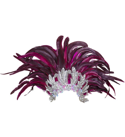 Coiffe Brésilienne plumes et couronne strass et sequins