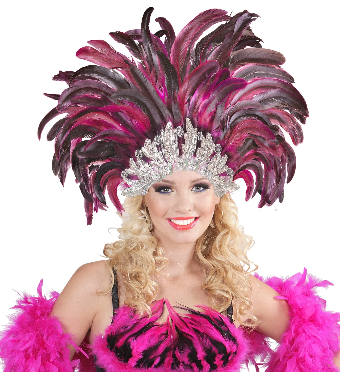 Coiffe Brésilienne plumes et couronne strass et sequins