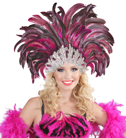 Coiffe Brésilienne plumes et couronne strass et sequins