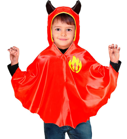 Poncho diable pour tout-petit avec capuche et cornes