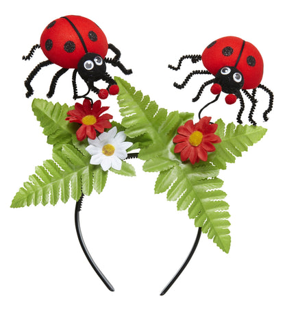 Serre-tête coccinelle butinant sur des fleurs : un accessoire adorable