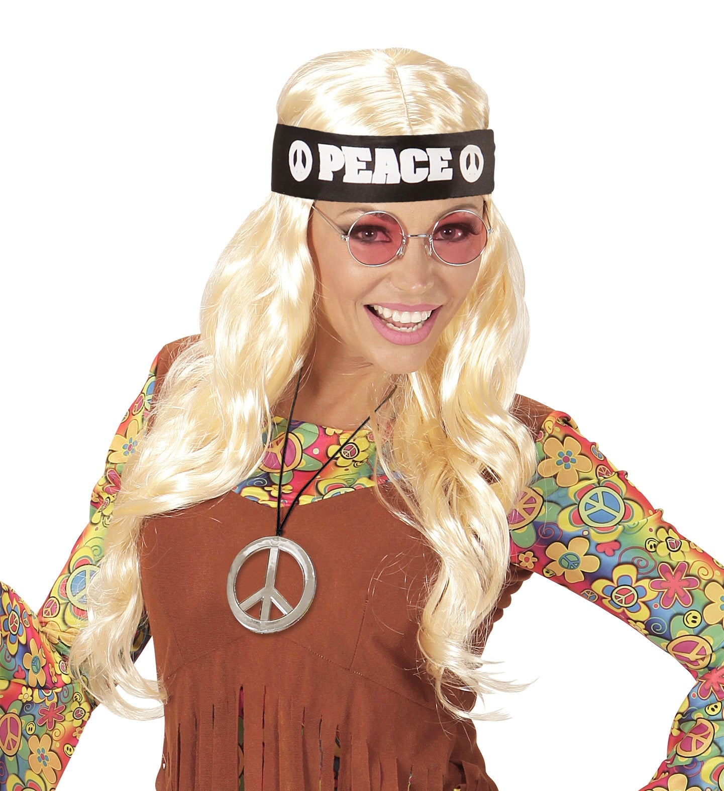 Set hippie avec bandeau, lunettes et collier