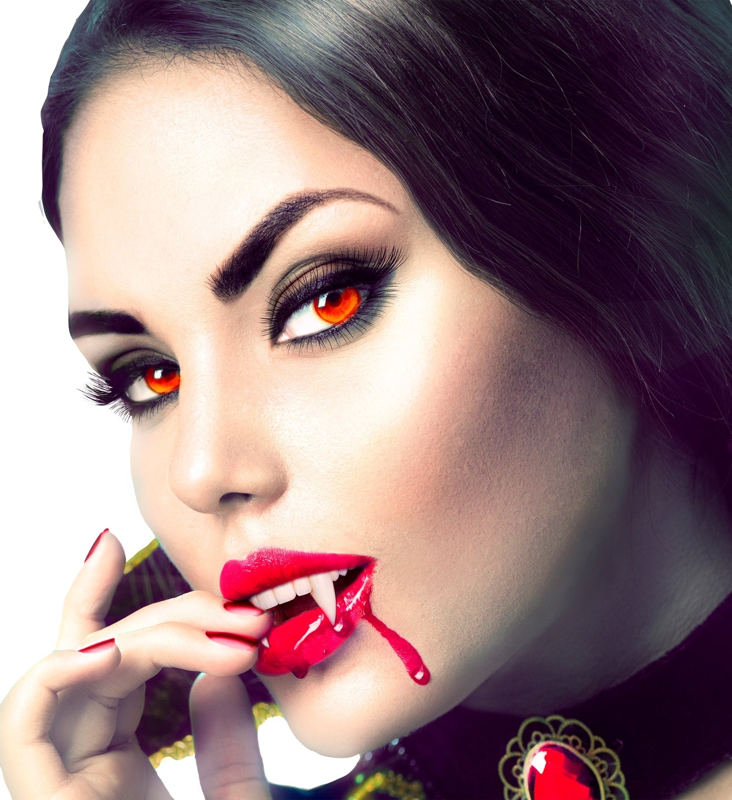Dents de Vampire avec 4 Capsules de Sang : Accessoire Halloween
