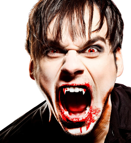 Dents de Vampire avec 4 Capsules de Sang : Accessoire Halloween