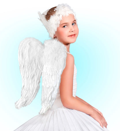 Ailes en Plumes Blanches 60x46 cm : adulte et enfant