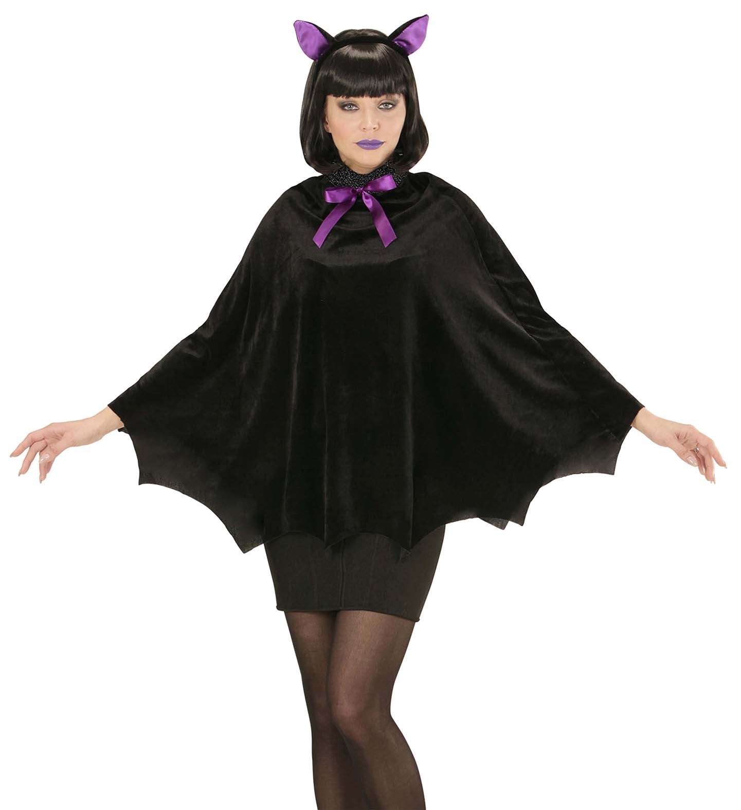 Cape et oreilles de chauve souris femme pour halloween