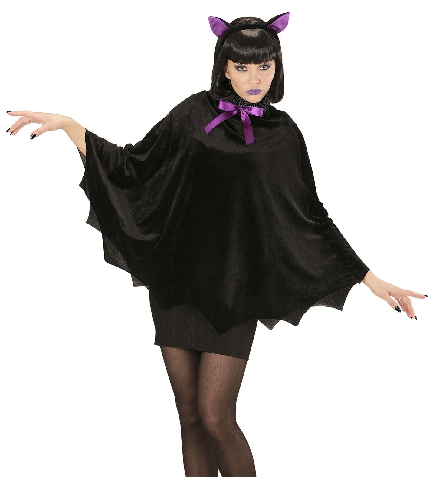 Cape et oreilles de chauve souris femme pour halloween