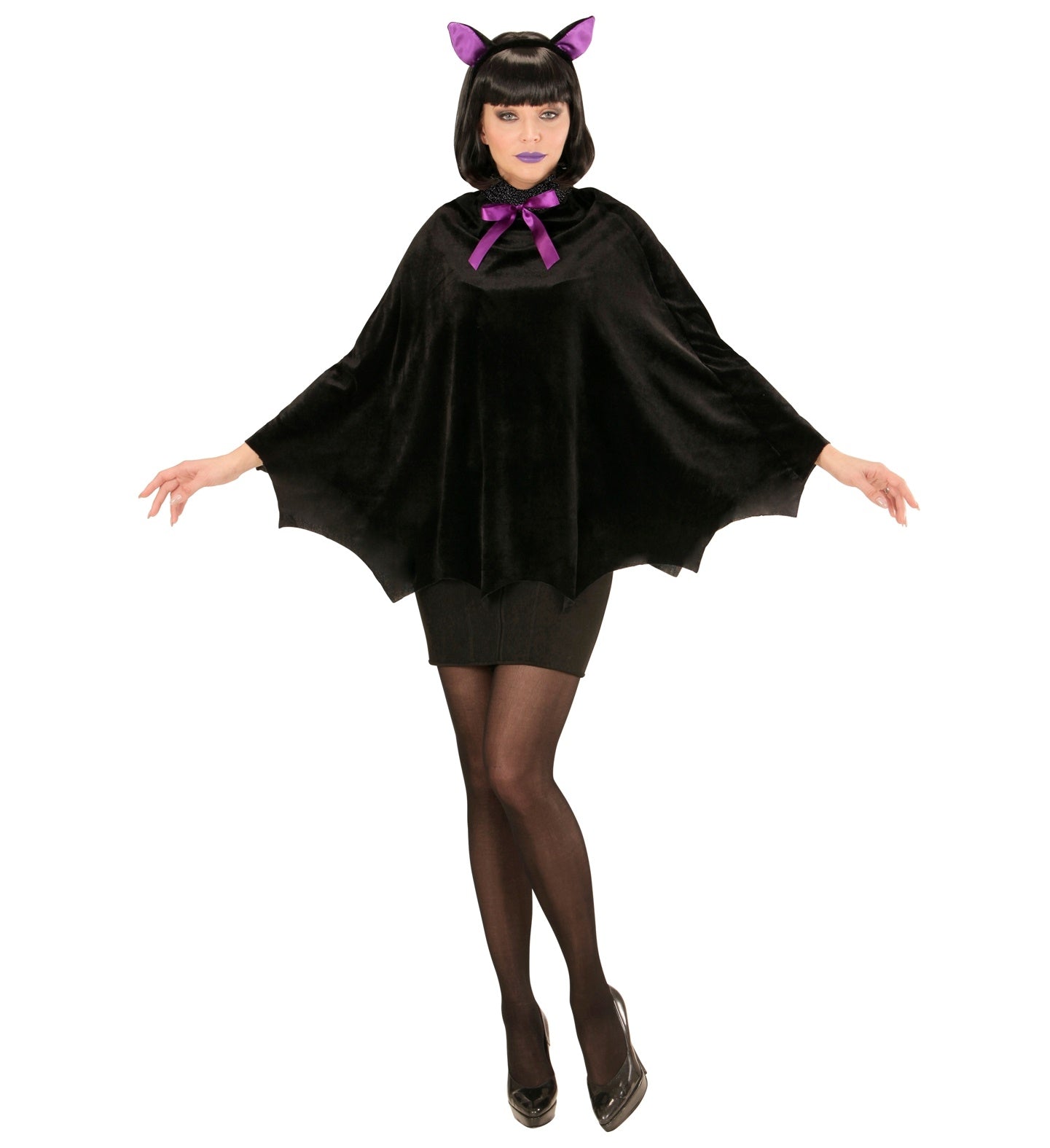 Cape et oreilles de chauve souris femme pour halloween