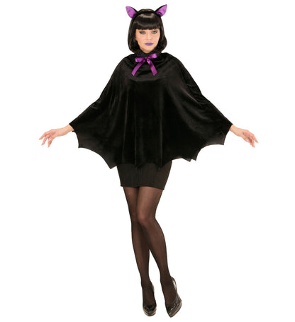 Cape et oreilles de chauve souris femme pour halloween