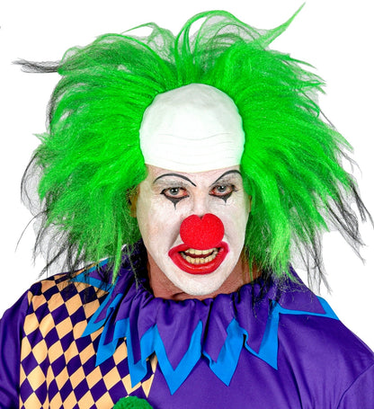Perruque de Clown avec Calotte de Calvitie et Cheveux Ébouriffés Verts
