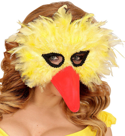 Masque d'Oiseau à Plumes Jaunes avec Bec Rouge