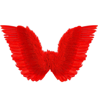 Ailes d'Ange en Plumes Rouges 78x36 cm - Accessoire Magique pour Costumes et Décorations