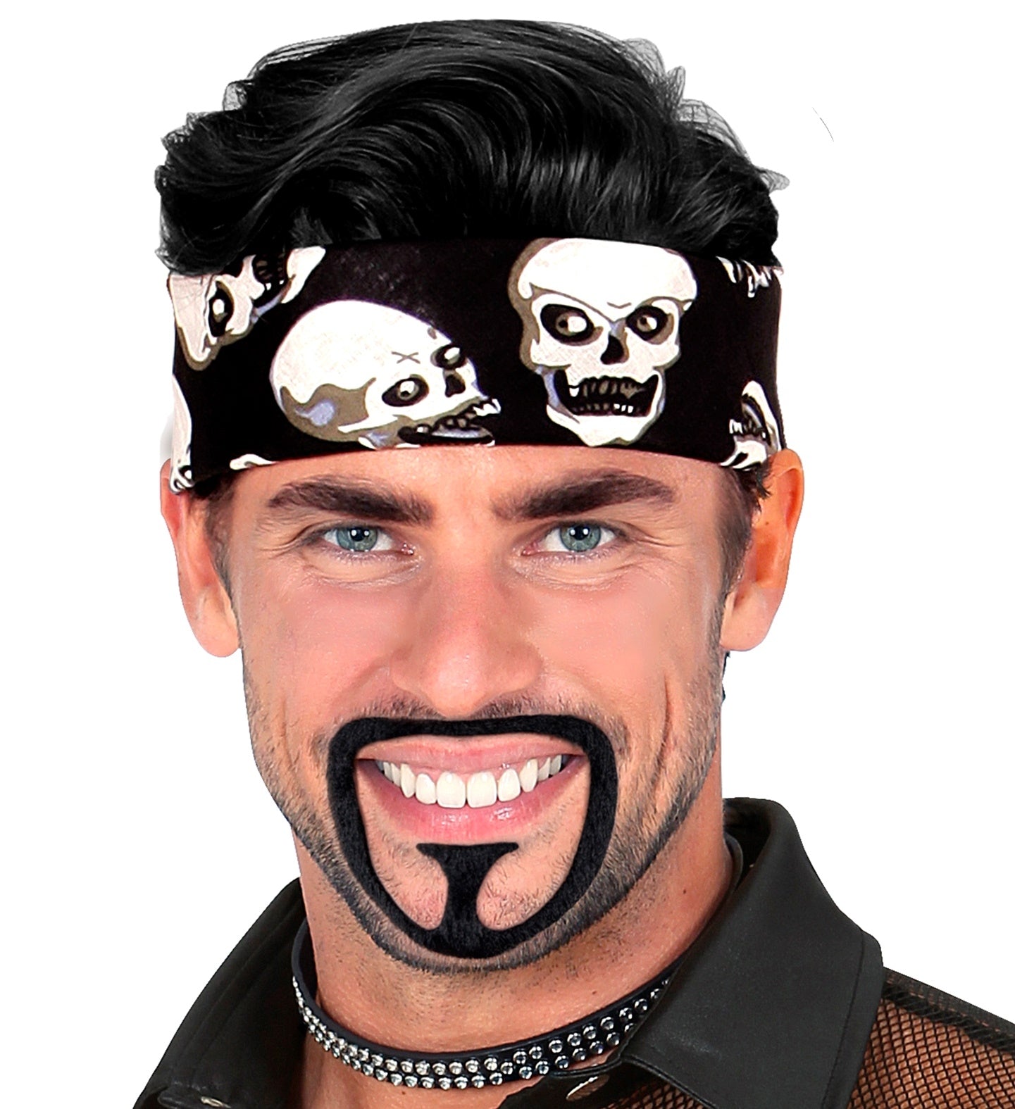 Barbe et Moustache Auto-adhésives de Bouc Noir en Polyester