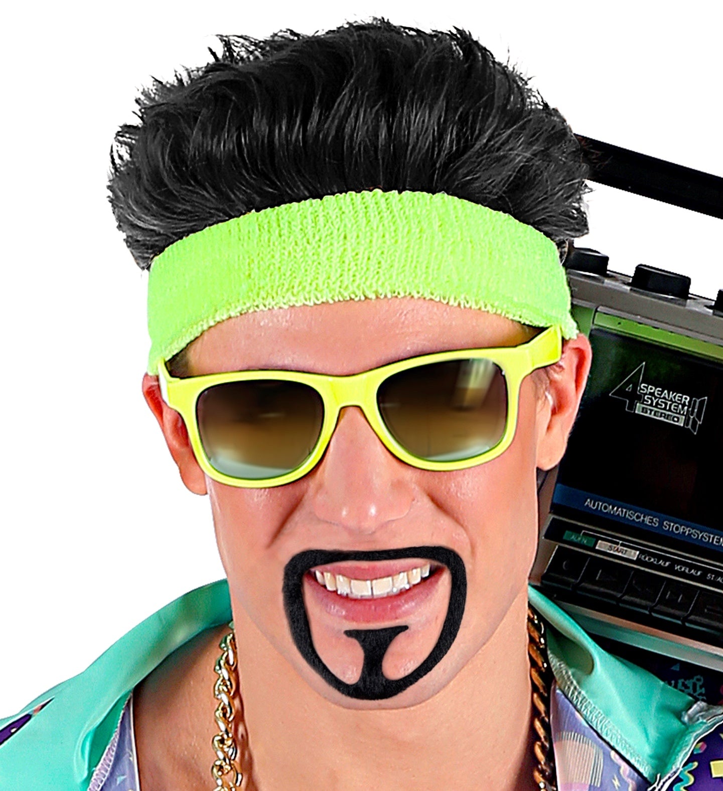 Barbe et Moustache Auto-adhésives de Bouc Noir en Polyester