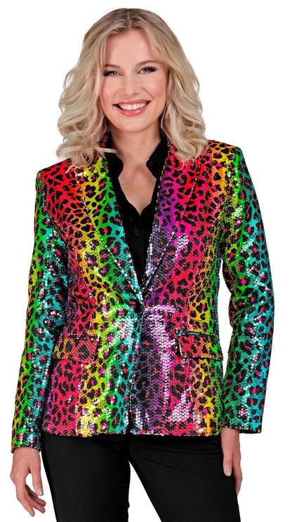 Veste de Tailleur Femme à Sequins : Élégance Arc-en-Ciel et Fun