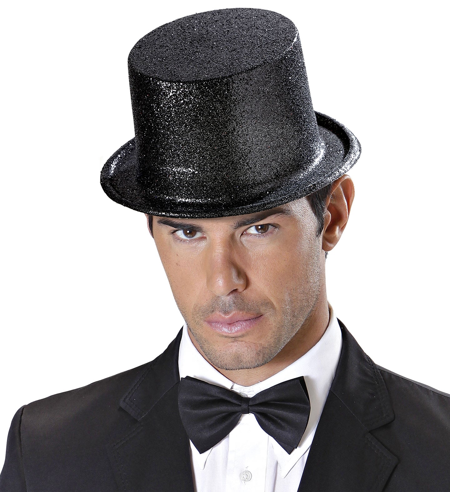 Chapeau haut de forme paillé noir pour vos fêtes par lot de 12