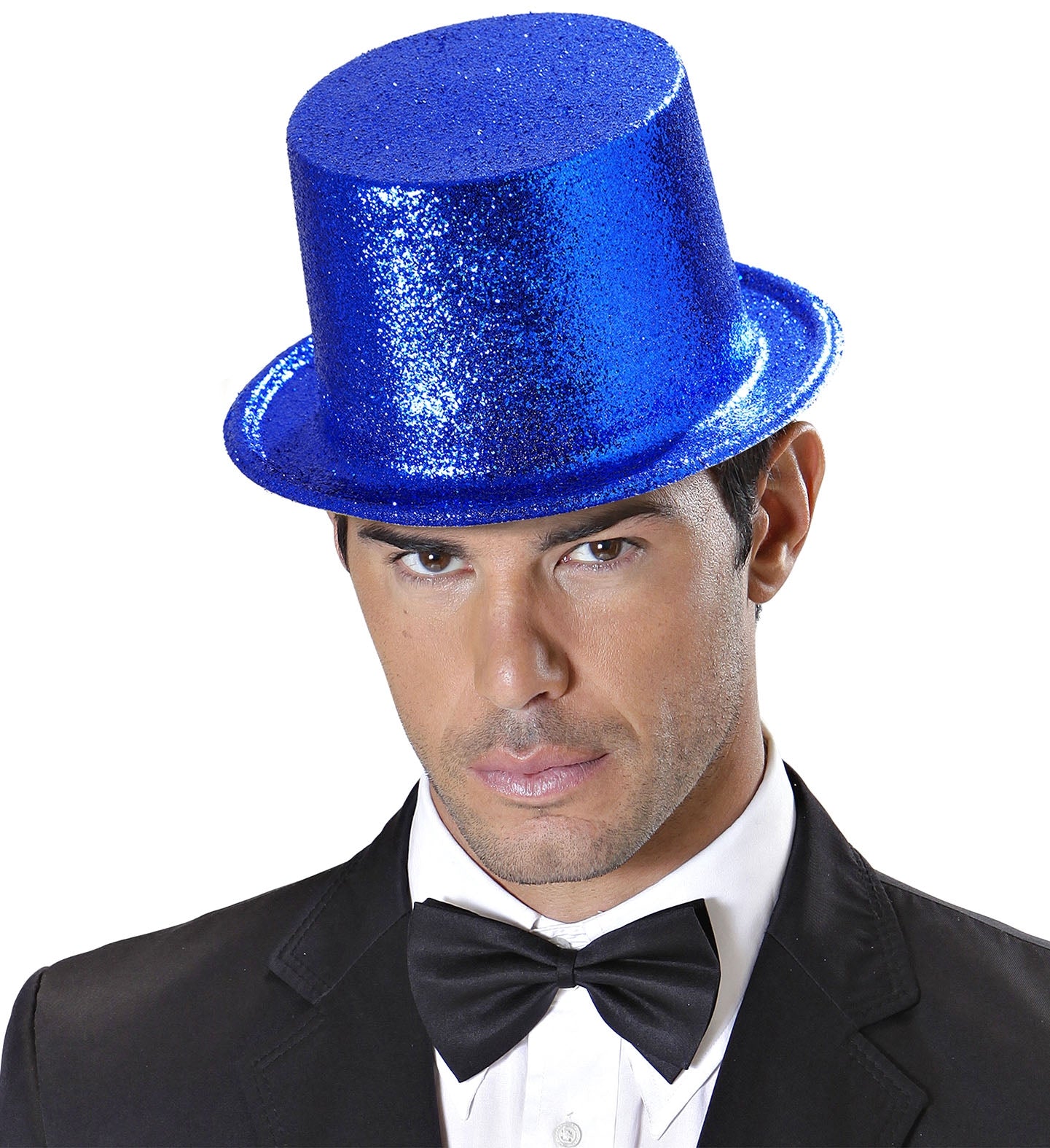 Chapeau Haut de Forme Bleu à Paillettes par lot de 12