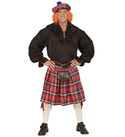 Déguisement Kilt Écossais & béret avec cheveux roux- Tenue Authentique Homme