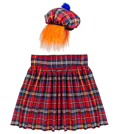 Déguisement Kilt Écossais & béret avec cheveux roux- Tenue Authentique Homme