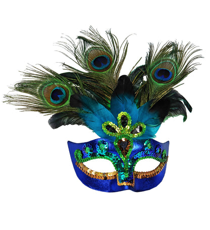Masque loup femme aux plumes de paons !