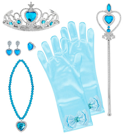 Set de Princesse Bleu et Argent fillette complet