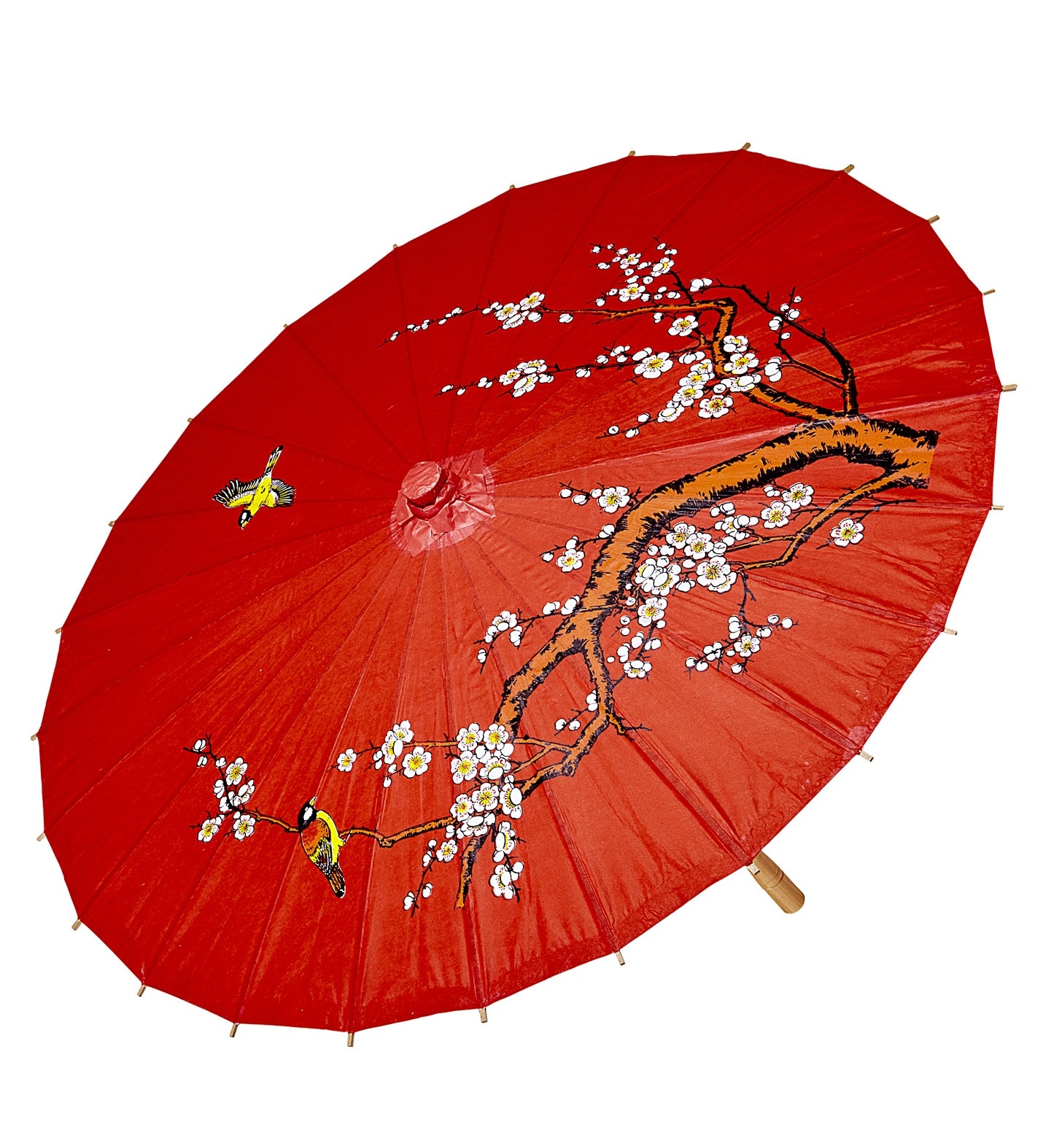 Ombrelle Asiatique Rouge en Papier de Riz avec Structure en Bambou - Ø 84 cm