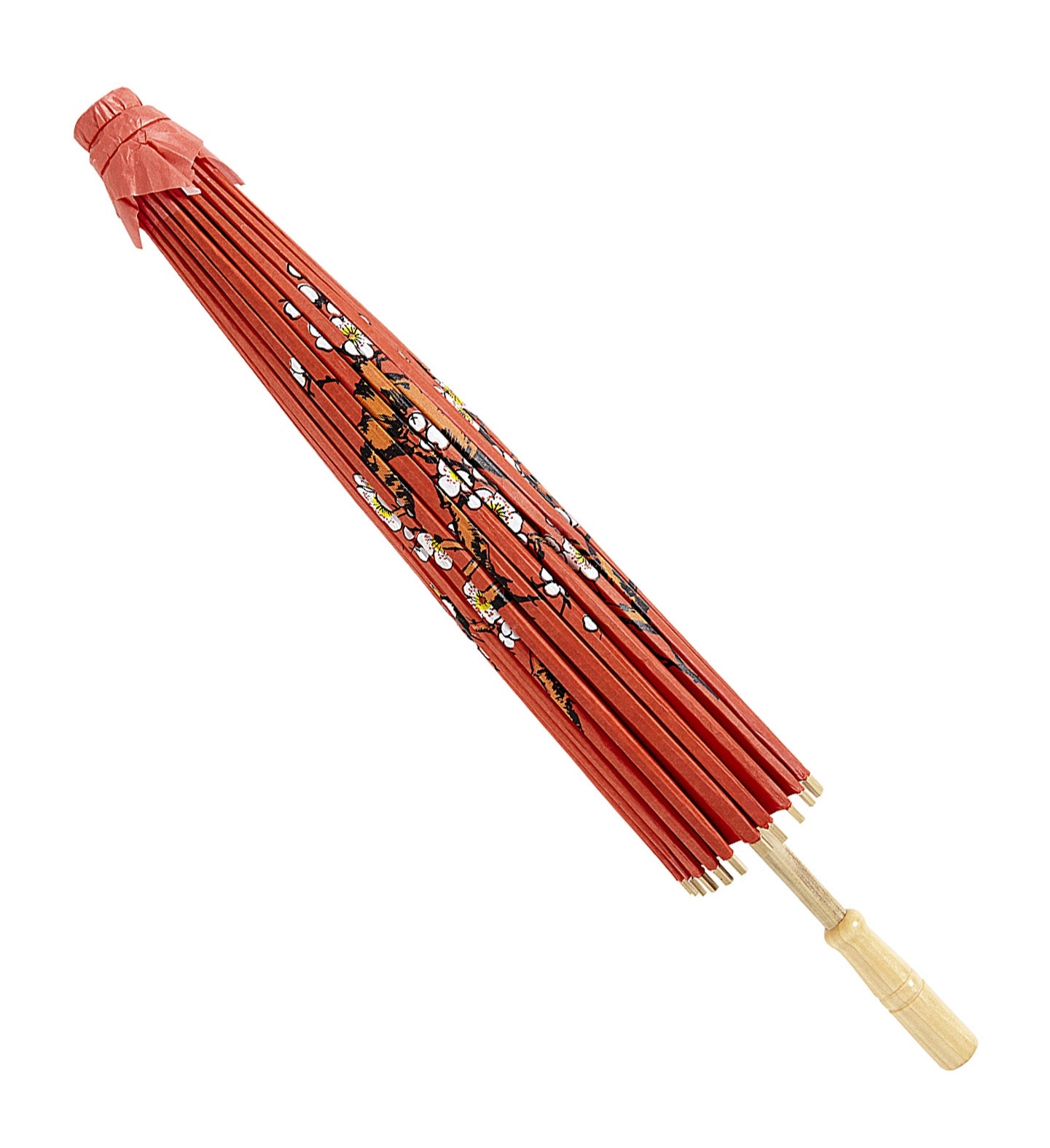 Ombrelle Asiatique Rouge en Papier de Riz avec Structure en Bambou - Ø 84 cm