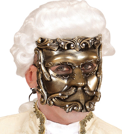 Masque Casanova de Luxe Bronze Baroque avec Strass
