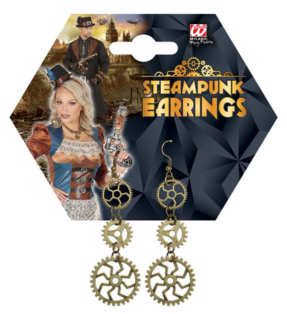 Boucles d'Oreilles Steampunk en Zinc avec engrenage