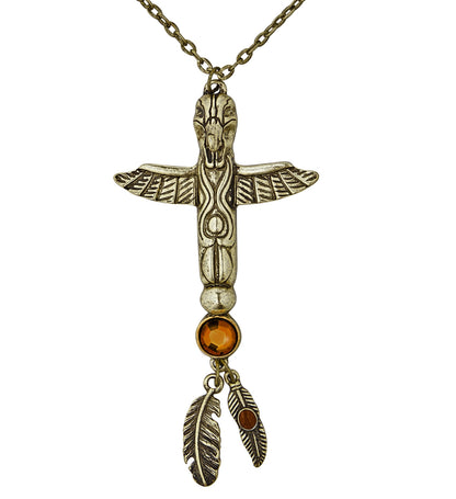 Collier chef indien avec totem tête d'aigle