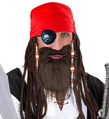 Set pirate adulte avec barbe, bandana et cache œil