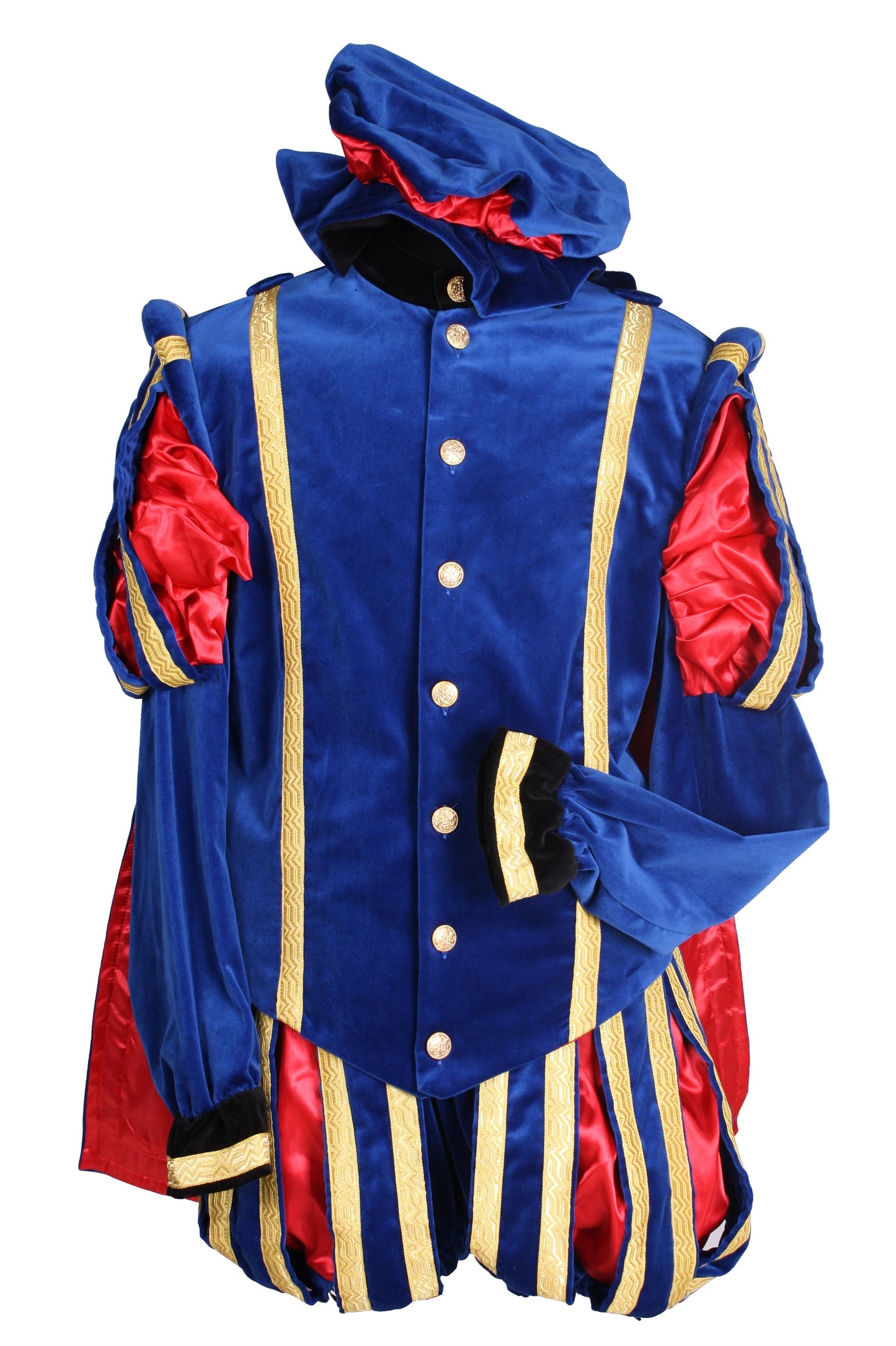 Costume de la Renaissance Européenne Bleu et Rouge Homme