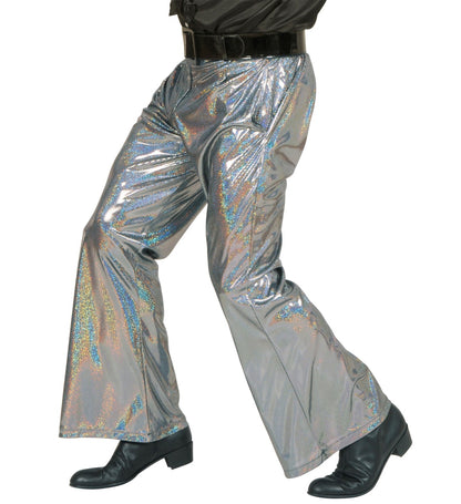 Pantalon homme argenté holographique style disco