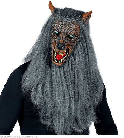 Masque intégral latex avec fourrure de Loup-garou pour adulte